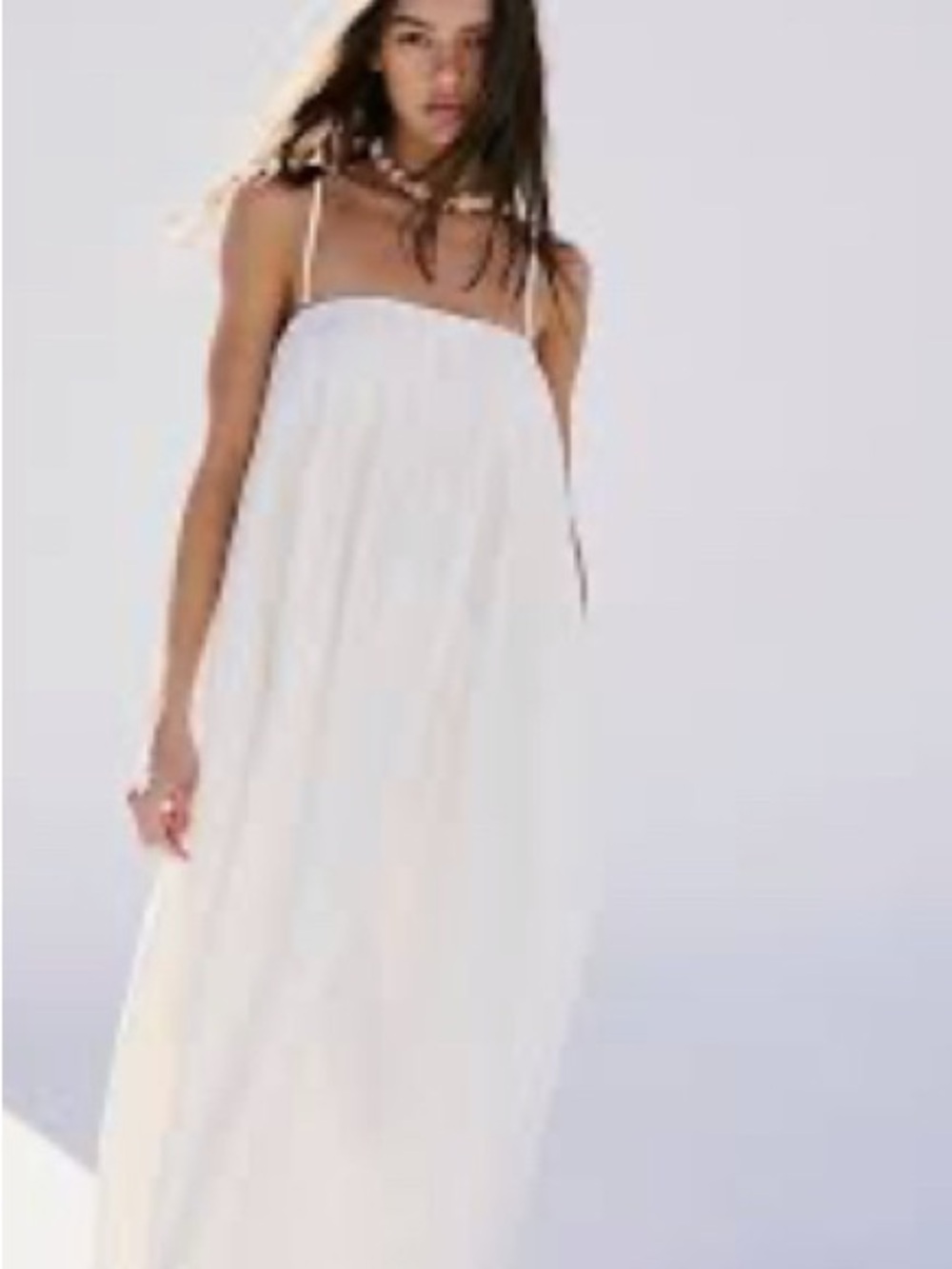 White Boho Beach Wedding Dress Flowy Ethereal Maxi Pintuck Bridal All for sun M